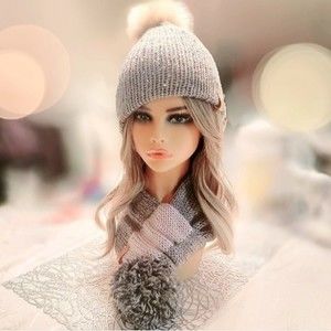 Womens Winter Hat and Scarf Set in Reversible Soft Warm Gray Tweed Speckled Knit